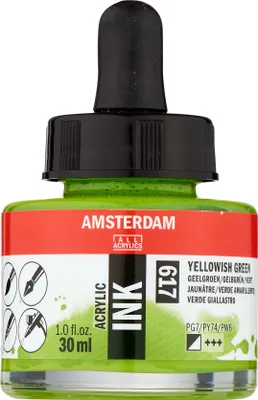 Immagine prodotto di Amsterdam Bottiglia di inchiostro acrilico 30 ml giallo verde 617