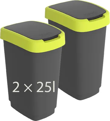 Produktbild von Rotho 2er-set Abfalleimer 25lL Twist - Swingeimer 40,1 x 29,8 x 60,2 cm - Mülleimer Kunststoff - Müllbehälter - Abfallsammler Schwing- oder Klapp-Funktion
