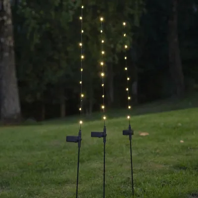 Produktbild von LED-Solar-Ruten 'Flexy' - 3er Set - 10 warmweiße LEDs an dünnem Stab - H: 80cm - Dämmerungssensor