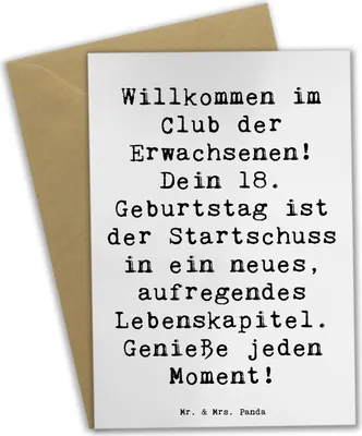 Produktbild von Mr. & Mrs. Panda babykarte Spruch 18. Geburtstag Start - Weiß - Geschenk, Grußkarte, einladungskarten, Happy Birthday, osterkarten, Geburtstagsgeschenk, weihnachtskarten