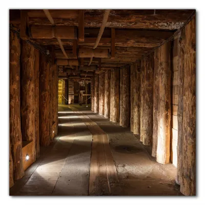 Produktbild von Wallario selbstklebende Möbelfolie/ Tischdecke für Innen und Außen, Größe: 100 x 100 cm - Alter Tunnel in einer Salzmine in Polen