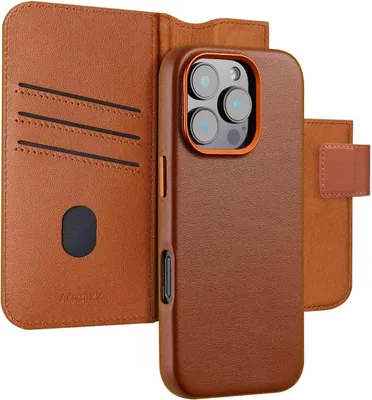 Zdjęcie produktu dla Accezz Leather Bookcase 2-w-1 z MagSafe dla Apple iPhone 16 Pro Max - Sienna Brown