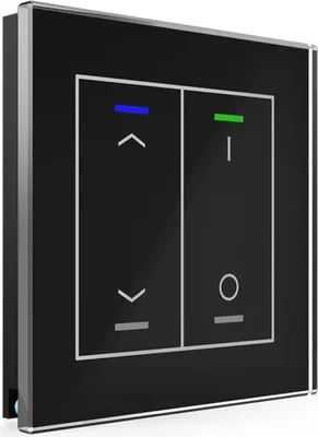 Immagine prodotto di MDT KNX Pulsante in vetro II Light 2-fach RGBW, sensore di temperatura, nero, tapparella, 1 pz.