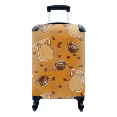Produktbild von MuchoWow® Koffer Handgepäck Trolley Rollkoffer Kleine Reisekoffer mit 4 Rollen - Kaffee - Kaffeebohnen - Cabin Size < 55x40x23 cm & 55x40x20 cm - Fotokoffer - Kabinenkoffer - Boardgepäck - Reise-Box - Reisekoffer - Reisegepäck - Koffer mit Bild - Trolley für Kinder
