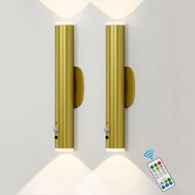Immagine prodotto di Set di 2 applique da parete dorate a batteria con sensore di movimento