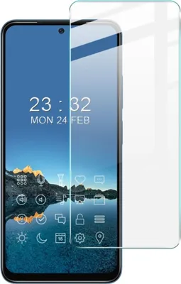 A screen protector is shown placed over a smartphone screen.