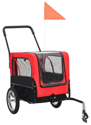 Produktbild von vidaXL 2-in-1 Fahrradanhänger für Hunde und Buggy Rot und Schwarz