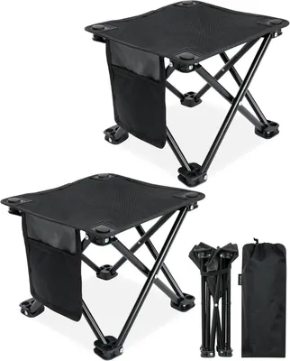 Produktbild von Campinghocker 2er Set, Campinghocker Faltbar bis 180 kg Traglast Leichter, Hocker für Angeln und Camping Outdoor Picknick Garten mit Tragetasche