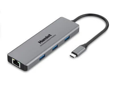 Produktbild von Hamlet HDKC-PD200 Replicatore di porte e docking station per notebook Cablato USB 3.2 Gen 1 (3.1 Gen 1) Type-C Grigio