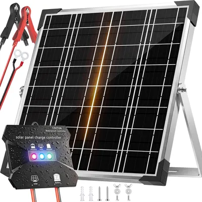 Immagine prodotto di Kit pannello solare monocristallino da 20 W - 12 V - Telaio in alluminio