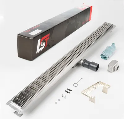 Produktbild von Duschrinne Quadrate 1000x70mm Ablaufrinne mit Edelstahl Siphon Haarsieb