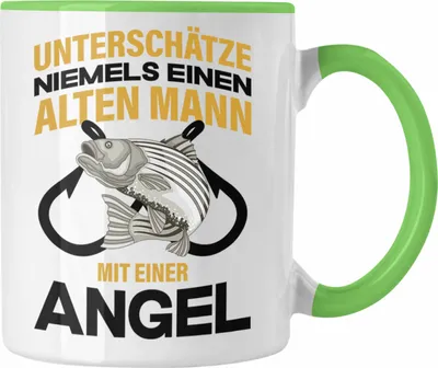 Produktbild von Trendation - Angler Tasse Geschenk Männer Sprüche Lustig für Fischer Geschenkidee Angeln Becher (Grün)