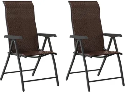 Image de Chaises pliables de jardin lot de 2 marron résine tressée