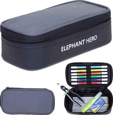 Produktbild von Mäppchen Box Schülermäppchen Elephant Hero Signature Federmäppchen Federtasche Pennal Stiftebox pencilcase Large 13044 Color Block Schwarz Anthrazit