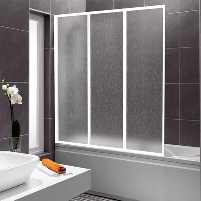 Produktbild von Faziango Duschabtrennung 120X140cm Dreifalten Faltwand für Badewanne Weiß Rahmen Duschwand Badewannenaufsatz Duschabtrennungen