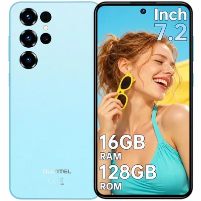 Image de OUKITEL C68 Smartphone Téléphone Portable Android 15, 16 Go RAM (4+12 Go), 128 Go, Batterie 6000 mAh, Écran 7,2" 120 Hz, 64 MP, Bleu, Image générée par une IA