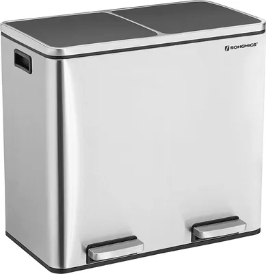 Produktbild von SONGMICS Mülleimer 48 L Edelstahl 2 x 24 L Abfalleimer Treteimer mit 2 Inneneimern Mülltrennung Mülltrennsysteme für Küche LTB48NL