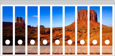 Produktbild von Wallario Ordnerrücken Sticker, selbstklebend für breite Ordner, 9 Stück, Motiv Monument Valley am Abend I