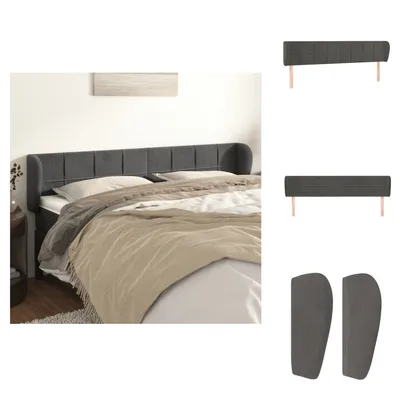 Produktbild von vidaXL Kopfteil mit Ohren Dunkelgrau 163x23x78/88 cm Samt -  Kopf- & Fußenden
