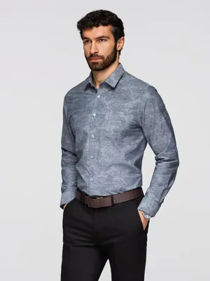 Produktbild von Klassische Flanellhemd für Herren aus Baumwolle mit Blumenmuster - Grau V3 K701 L