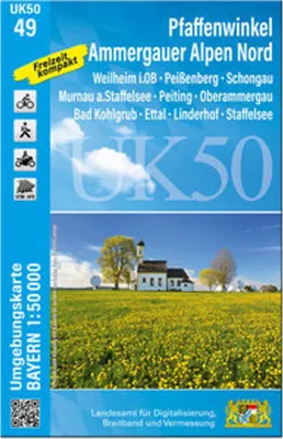 Produktbild von UK50-49 Pfaffenwinkel, Ammergauer Alpen Nord (Umgebungskarte 1:50000)