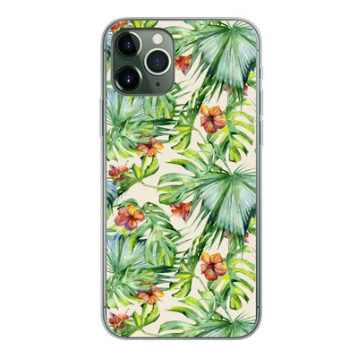 Produktbild von MuchoWow® Handyhülle Schutzhülle Hülle für iPhone 11 Pro Blume - Blatt - Muster Silikon Softcase Handy Hülle - Handy
