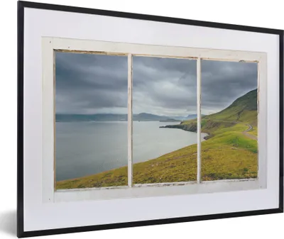 Produktbild von MuchoWow® MuchoWow® Gerahmtes Poster Aussicht - Weg - Landschaft 60x40 cm - Poster mit zchwarzem Bilderrahmen - Schlafzimmer - Plakat in Rahmen - Drucken