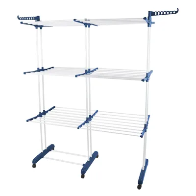 Produktbild von Wäscheständer 3 Ebenen Standtrockner mit Rollen Ausziehbar 75-132x49x170cm 2 Seitenflügel