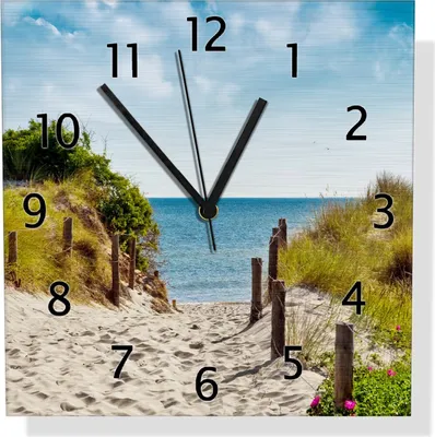 Produktbild von Wallario Design Wanduhr Auf dem Sandweg zum Strand aus Aluverbund, Größe 30 x 30 cm