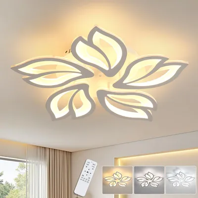 Zdjęcie produktu dla Elegancka lampa LED sufitowa, możliwość regulacji jasności, 45W, z pilotem, zmiana kolorów