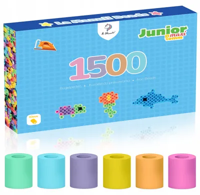 Image de La Manuli Perles à repasser Maxi 10 mm 1500 pièces pastel – grosses perles fusibles Junior dès 3 ans, 6 couleurs, coffret cadeau