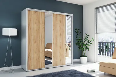 Obrázek produktu pro Prostorná zrcadlová šatní skříň ANTONIO, šířka 230 cm, výška 245 cm