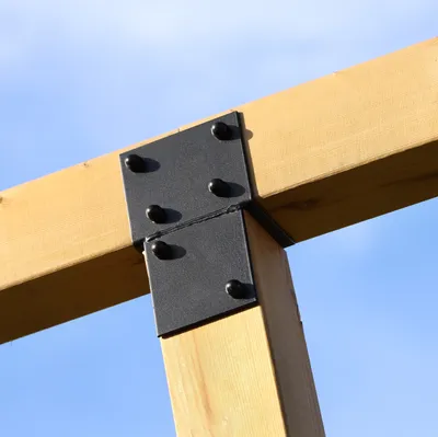 Image de Pergola Connexion à trois voies Noir pour poutres 20 x 20 cm modèle ouvert - par pièce