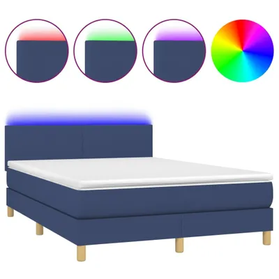 Produktbild von vidaXL Boxspringbett mit Matratze & LED Blau 140x190 cm Stoff