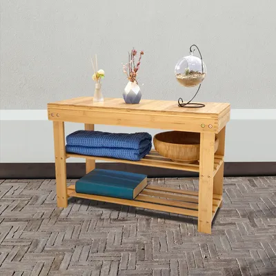Produktbild von Regal aus Bambus 69x28x45 cm - Pflanzenregal, Schuhregal, Badezimmer Regal
