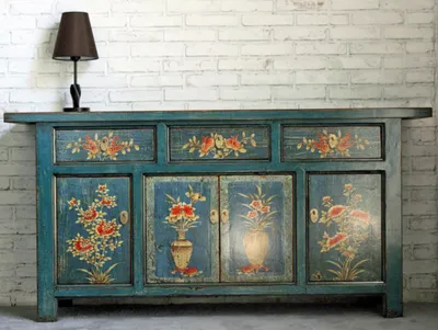 Produktbild von Chinesisches Sideboard blau Kommode Schrank Möbel asiatisch orientalisch chinesisch Büffet Anrichte Vintage Shabby Chic