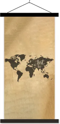 Produktbild von MuchoWow® Textilposter Weltkarte - Karte - Sprichwörter 90x180 cm mit schwarzem Rahmen - Dekoration Wohnzimmer