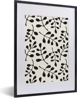 Produktbild von MuchoWow® MuchoWow® Gerahmtes Poster Muster - Äste - Natur - Schwarz 30x40 cm - Poster mit zchwarzem Bilderrahmen - Wandposter Schlafzimmer