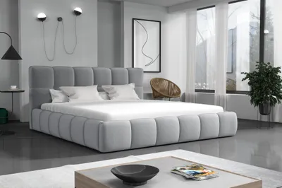 Produktbild von Polsterbett Doppelbett GIOTTO 160x200cm Stoff Monolith Grau