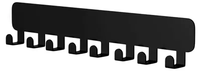 Produktbild von Schlüsselbrett Schwarz mit 8 Haken, Schlüsselhalter Wand Metall, Wandorganizer ohne Bohren für Schlüssel, Gürtel, Taschen
