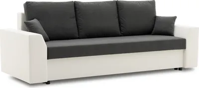 Produktbild von Couch PAUL 1 PRO 190x140 mit Schlaffunktion - Farben zur Auswahl - Schlafcouch mit Bettkästen, Stoff TRINITY 15 + REAL 17 - DUNKELGRAU UND WEISS
