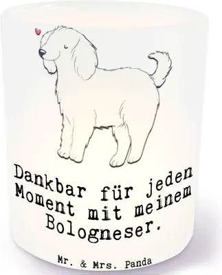 Produktbild von Mr. & Mrs. Panda Glas Windlicht Bologneser Moment - Transparent - Geschenk, Kerzenhalter, Kerzenglas, Teelichthalter, aus