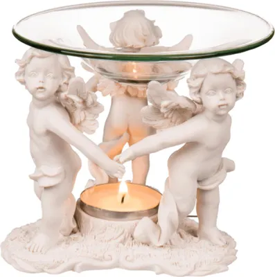 Zdjęcie produktu dla Lampka zapachowa trzy anioły ze szklaną miseczką - lampka zapachowa typu tea light