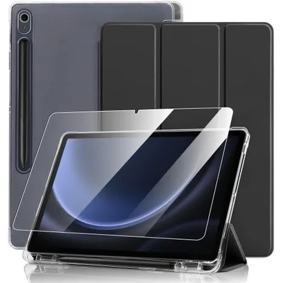 Image de Coque + Verre Trempé pour Samsung Galaxy Tab S10 FE / S9 FE /S10 Lite, Antichoc avec Porte-Stylet - Noir