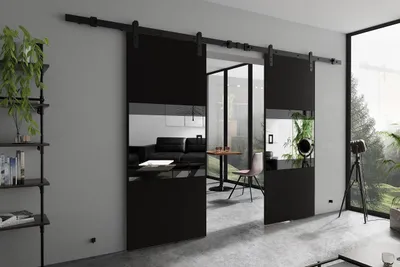 Produktbild von KIER FURNITURE MIA DUO – Schiebetür Komplettset – 212x205x1,6 cm - Schwarz