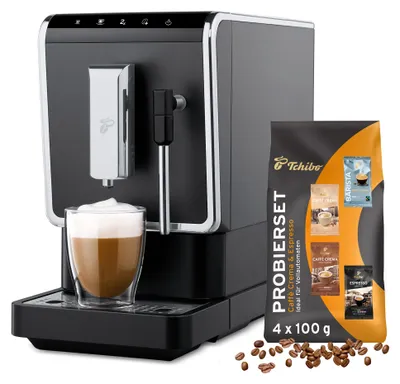 Produktbild von Tchibo Kaffeevollautomat Esperto Latte mit Milchaufschäumfunktion für Caffè Crema, Espresso und Milchspezialitäten, Anthrazit - INKLUSIVE Kaffeeprobierset GRATIS