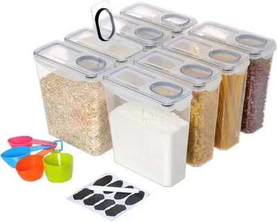 Immagine prodotto di Contenitori per alimenti, set da 8 pezzi, ermetici con coperchio, trasparenti