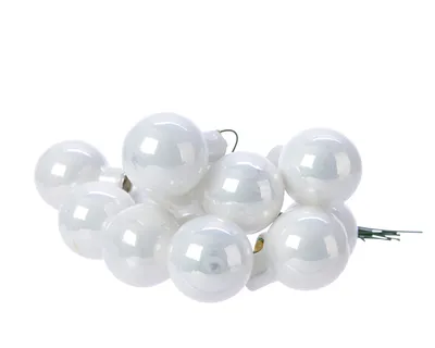 Produktbild von Weihnachtskugeln am Draht 2,5cm Glas 12 Stück - Winterweiß glänzend
