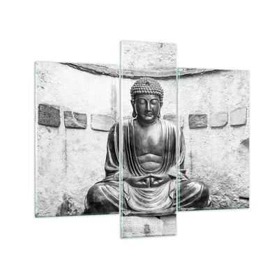Produktbild von Bilder auf glas - 3 Teile - Japanisch Buddha Statue - 95x80cm - Glasbilder - Wandbilder - Bilder - zum Aufhängen bereit - Wanddekoration aus Glas - Glas Bilder - Wandbild auf Glas - GCB95x80-4329