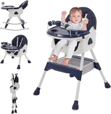 Produktbild von 3-in-1 Kinderstuhl für Babys – Verstellbarer Kinderstuhl mit abnehmbarem Tablett und Spielbügel – Klappbarer Babystuhl mit Liegefunktion